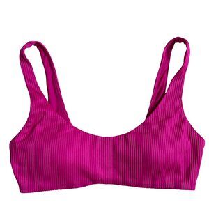 Express Ribbed Bikini Top (Hot Pink) - Large